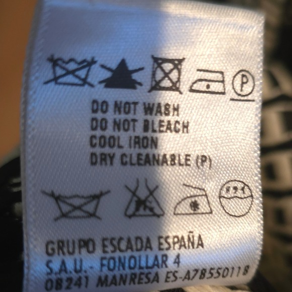 Escada‎ Silk Lapel Boxy Woven Jacket EU 44 US 12 Belt Loops No Belt Black White - Picture 6 of 16